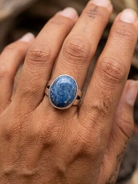 Vintage sterling silver sodalite ring Artisan made Size 6.5